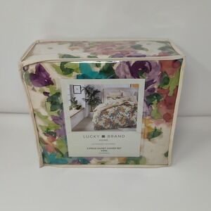 Lucky Brand Eden Duvet Cover Set King 3-Piece Watercolor Floral New - MSRP $250